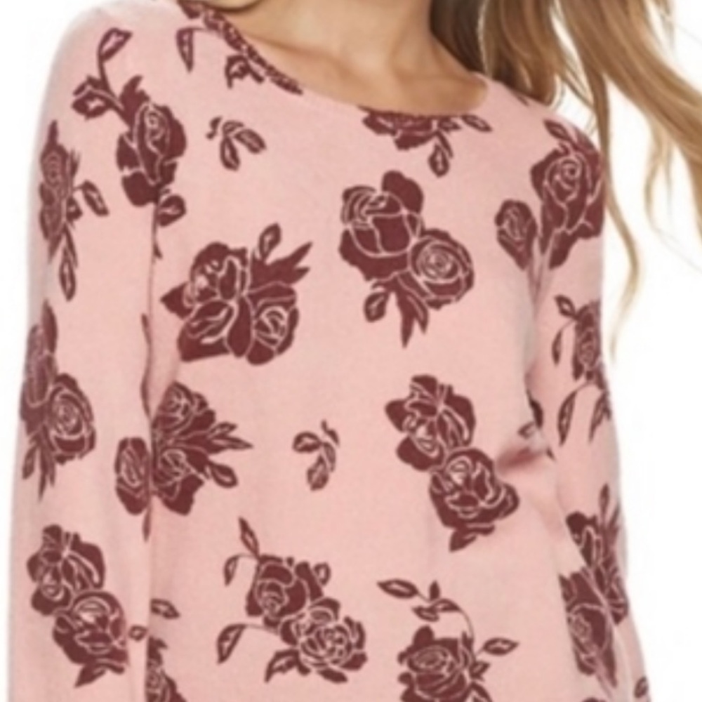 Women’s Elle Rose and Maroon Floral Sweater size Medium
